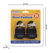 2PC HEAVY DUTY WATERPROOF PADLOCK 40MM
